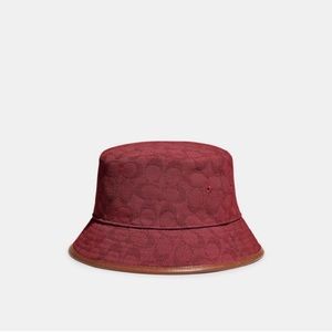 Coach Signature Jacquard Bucket Hat in Crimson